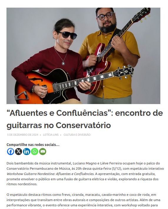 “Afluentes e Confluências”: encontro de guitarras no Conservatório